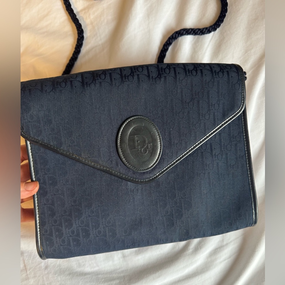 Authentic Vintage Dior Monogram blue shoulder bag